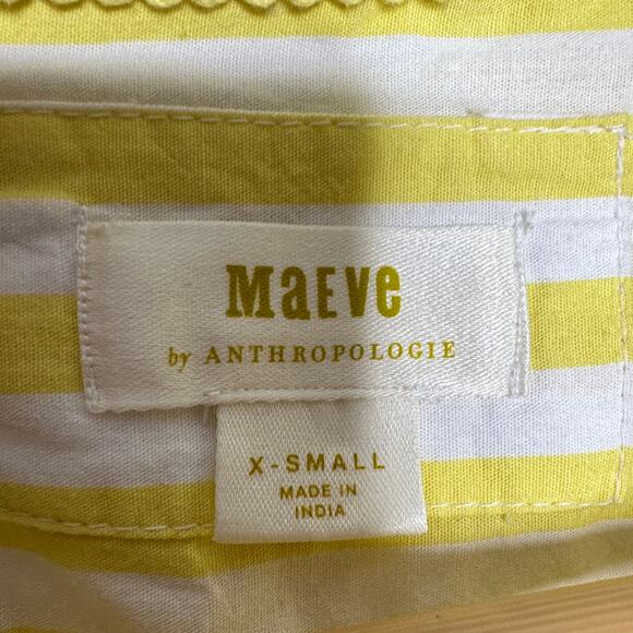 ANTHROPOLOGIE x MAEVE The Bennet Buttondown Shirt Yellow Stripe Sz XS {V33} - Picture 4 of 5